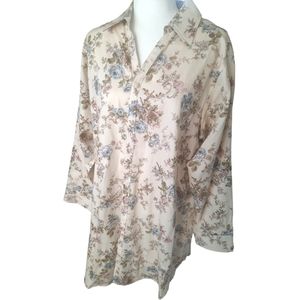 Chaps nightgown flowered button-down long sleeve